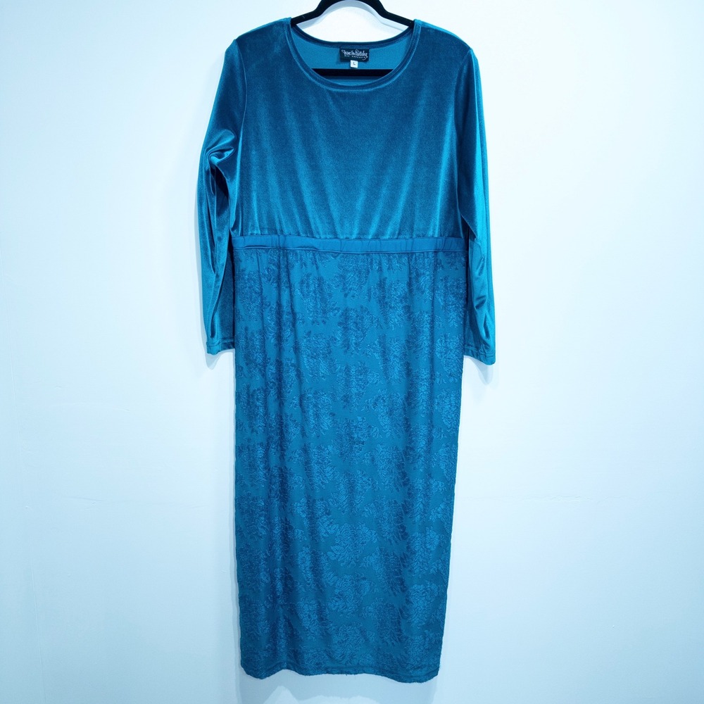 Vintage Diane‎ Von Furstenberg Teal Blue Velvet Maxi Dress Size Large